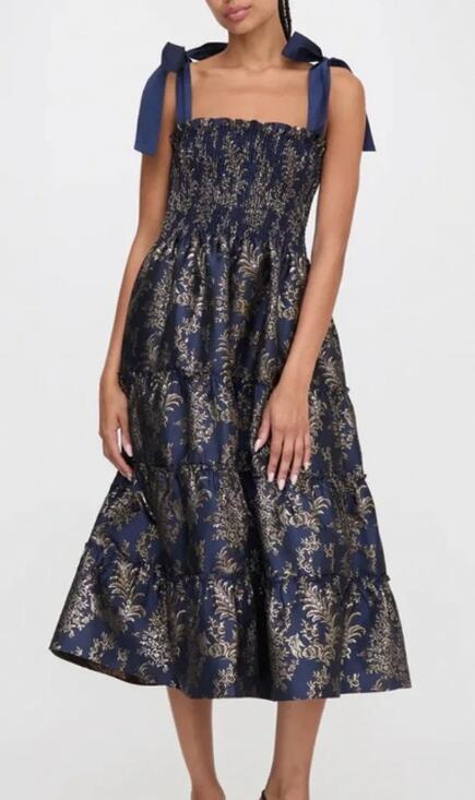 Hill House Dresses & Skirts - NWT Hill House Ribbon Ellie Nap Dress Navy Bird Brocade Medium